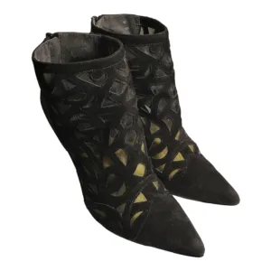 Women's Shoes Stuart Weitzman CUTAWAY Ankle Boots Underlay Mesh Cutouts Black