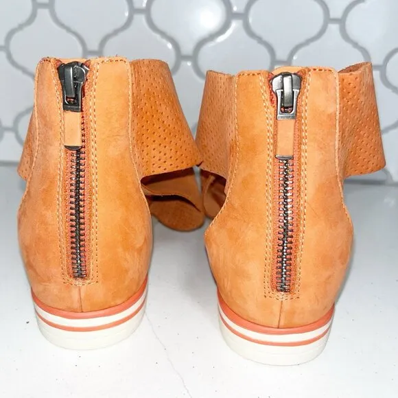 Womens' Sport Perforated Nubuck Leather Platform Sandals Orange 9