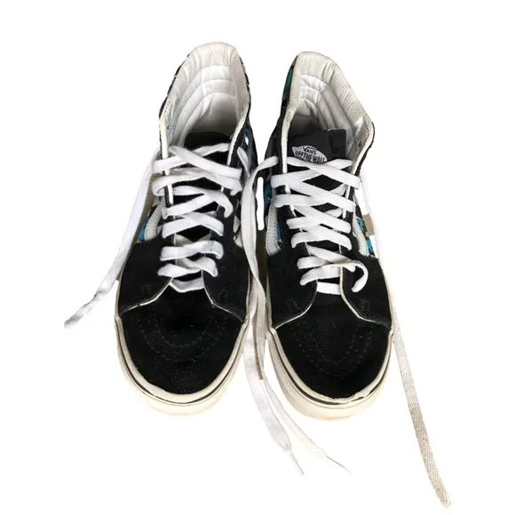 Women’s Vans Sneakers, Black &amp; Blue Checkered Butterfly, Size 8.5