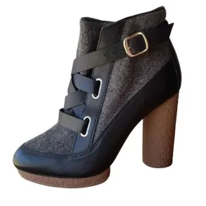 Wool   Leather Boots by Loeffler Randall Platform Round Rubber Heel Size 8.5