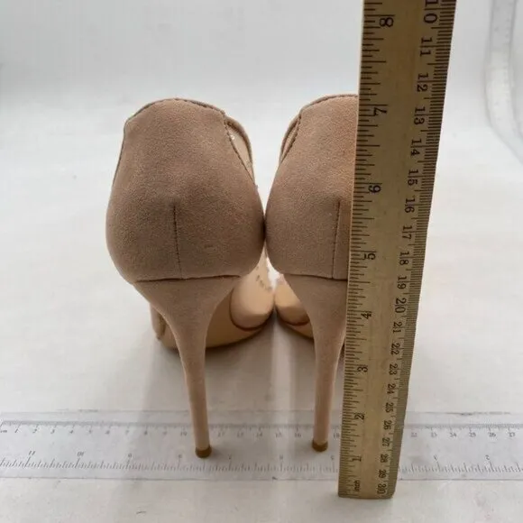 XYD Rhinestones Studded Stiletto High Heels Mesh Pumps for Women Nude Shoes
