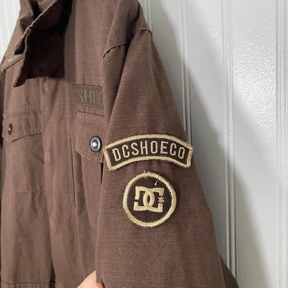 Y2K DC Shoes Mens Admiral Canvas Jacket Size M Utility Grunge Skater Patch Coat