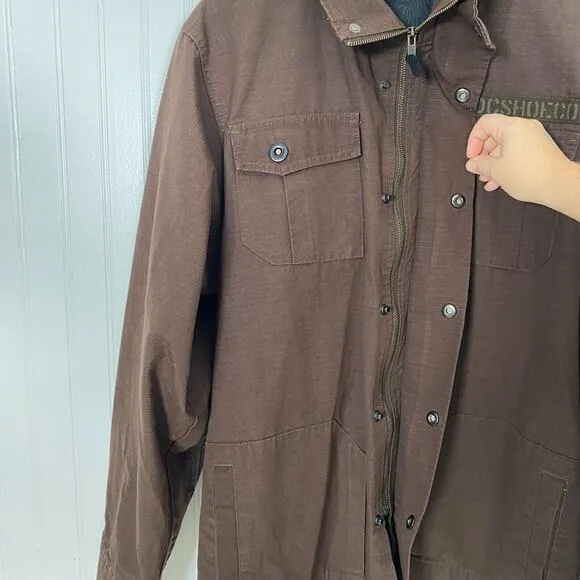 Y2K DC Shoes Mens Admiral Canvas Jacket Size M Utility Grunge Skater Patch Coat