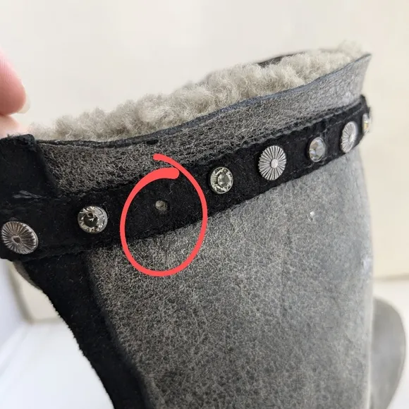 YIN Mekong Pull-On Boots Terranova Nero Grey Gem Stud Rubber Sole RARE Sz 40