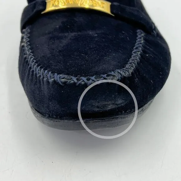 Yves Saint Laurant Suede Loafers Navy Blue Menswear Style
