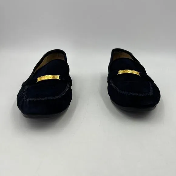 Yves Saint Laurant Suede Loafers Navy Blue Menswear Style