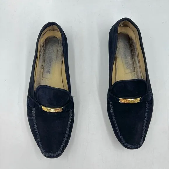 Yves Saint Laurant Suede Loafers Navy Blue Menswear Style