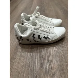 Zadig &amp; Voltaire Lightning Bolt Leather Athletic Shoes Sneakers White Women 38