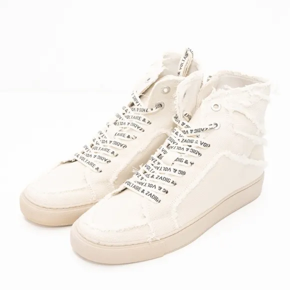 Zadig Voltaire. High Flash Canvas Shoes In White.