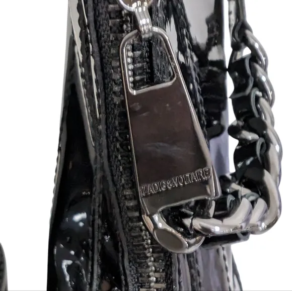 Zadig&amp; Voltaire Joe Cecilia Chain Black Patent Leather Women's Boots.. Size...8
