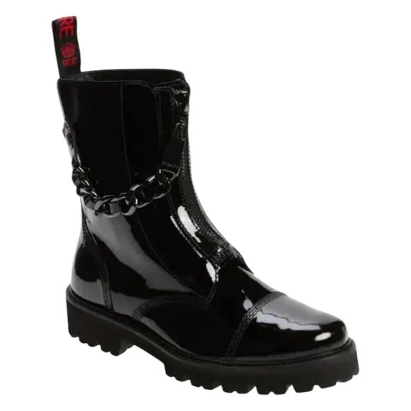 Zadig&amp; Voltaire Joe Cecilia Chain Black Patent Leather Women's Boots.. Size...8