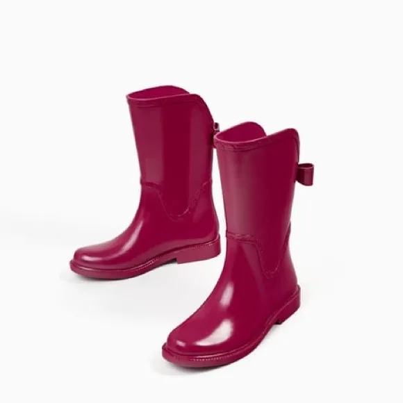 Zara girls fuchsia rain boots NWT