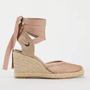 ZARA LACE-UP MESH WEDGESSize: 6½. * Color: LIGHT BEIGE