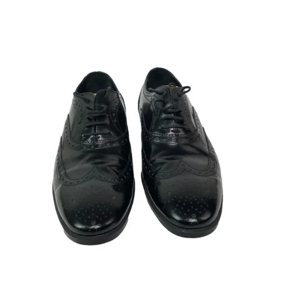 ZARA MAN Oxford Dress Shoes Leather Gold Black Brogue Luxury