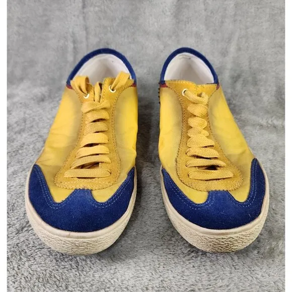 Zara Man Shoes Mens Size 9 Yellow Blue Distressed Style Spiked Casual Sneakers