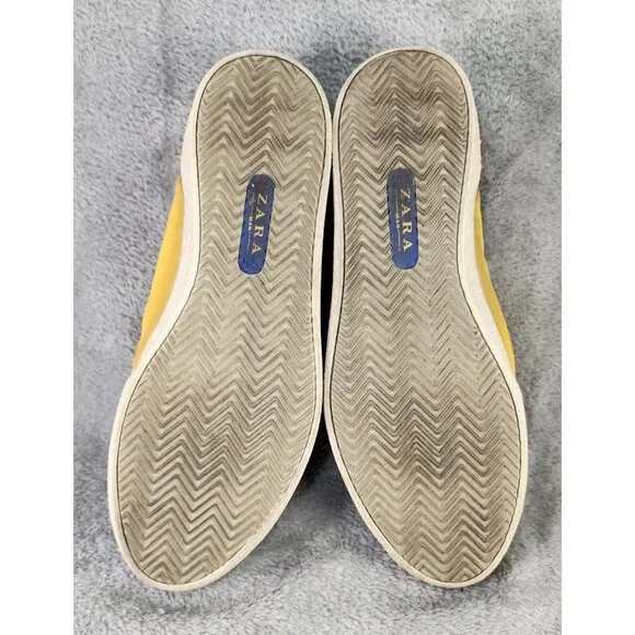Zara Man Shoes Mens Size 9 Yellow Blue Distressed Style Spiked Casual Sneakers