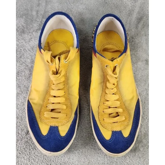 Zara Man Shoes Mens Size 9 Yellow Blue Distressed Style Spiked Casual Sneakers