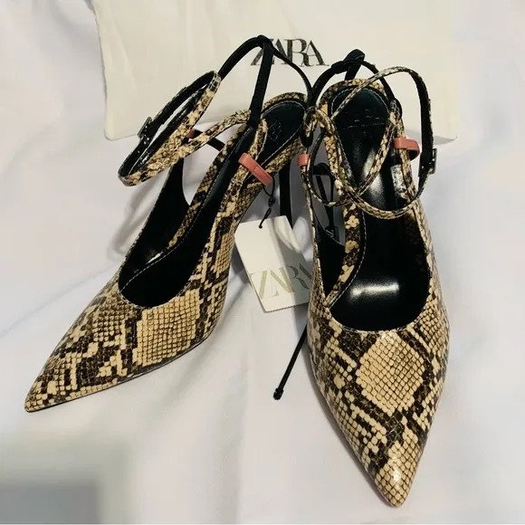 Zara New Animal Print High Heeled Shoes Size 7.5
