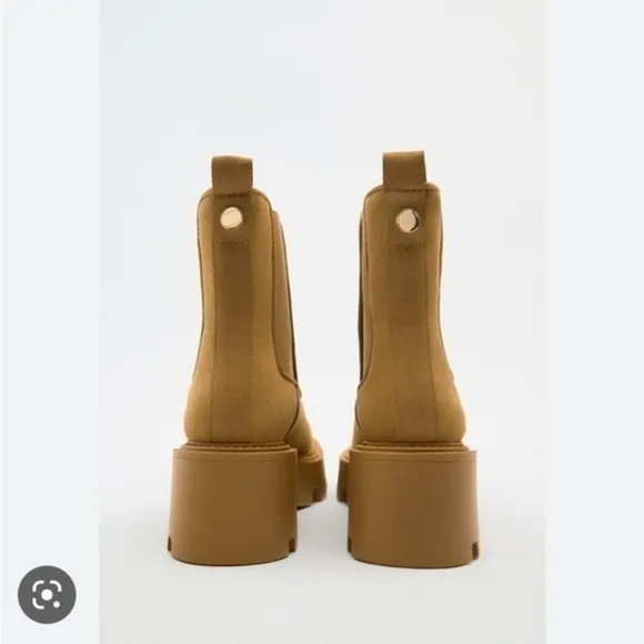 Zara NEW split suede track sole ankle boots