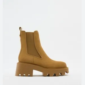 Zara NEW split suede track sole ankle boots