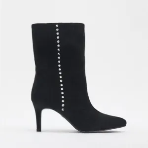 Zara NEW studded leather suede heeled ankle boots