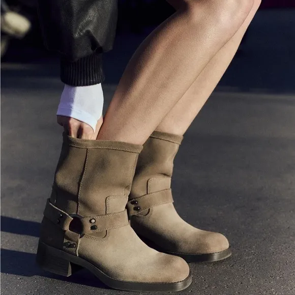 Zara NWT suede biker ankle boots