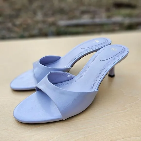 Zara Pointed Toe Heel Sandals Slip Ons Womens Shoes Size 8.5 Prestine Condition
