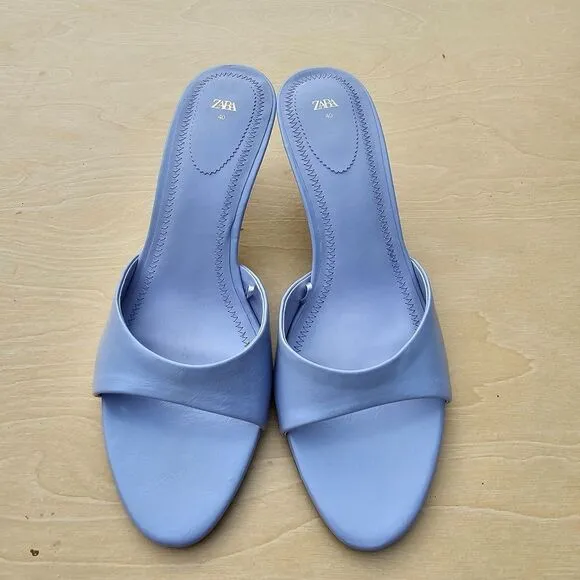 Zara Pointed Toe Heel Sandals Slip Ons Womens Shoes Size 8.5 Prestine Condition