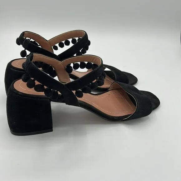 Zara Woman Sandals Pom-Poms Fun Suede Unique Size 6.5 B22A