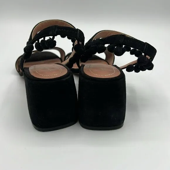 Zara Woman Sandals Pom-Poms Fun Suede Unique Size 6.5 B22A