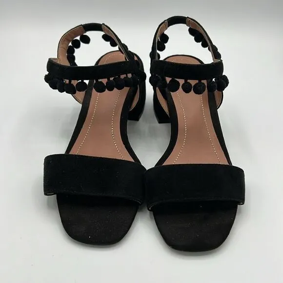 Zara Woman Sandals Pom-Poms Fun Suede Unique Size 6.5 B22A