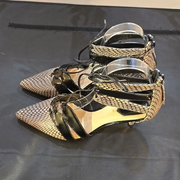 ZARA WOMEN'S KITTEN HEEL LACE-UP MID (2-2.9 in) HEEL HEIGHT WOMEN'S SANDALS
