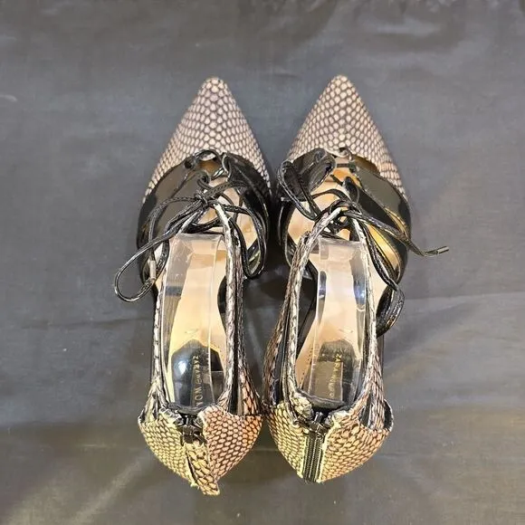 ZARA WOMEN'S KITTEN HEEL LACE-UP MID (2-2.9 in) HEEL HEIGHT WOMEN'S SANDALS