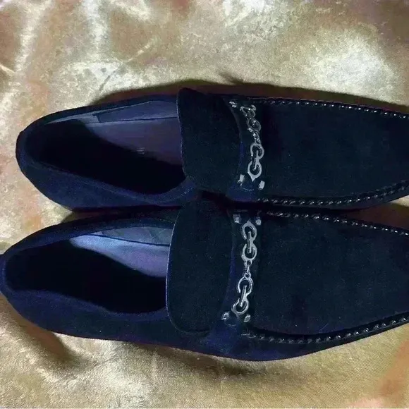 Zota Unique Men's Size 8 Suede Dress Shoes Black Slip-ons Preowned