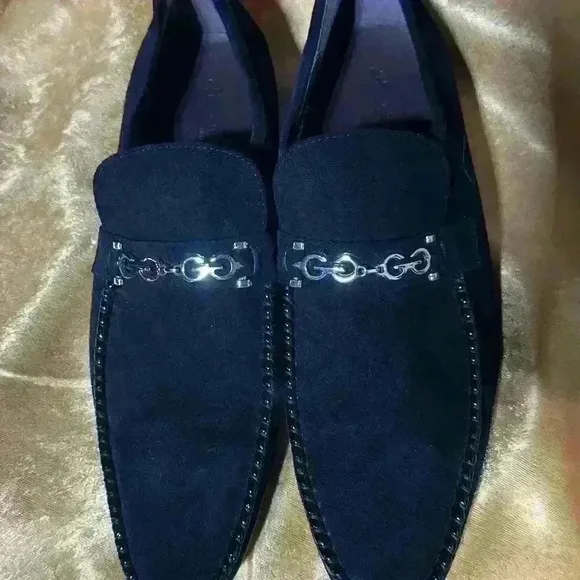 Zota Unique Men's Size 8 Suede Dress Shoes Black Slip-ons Preowned